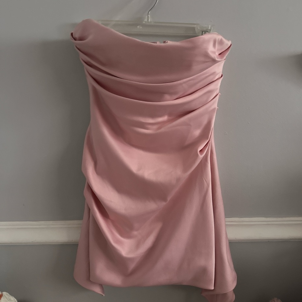 House of CB Pink Ruched Off the Shoulder Sheath Dress